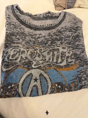 Recycled Karma Gray Tee with Blue & Gold Graphic